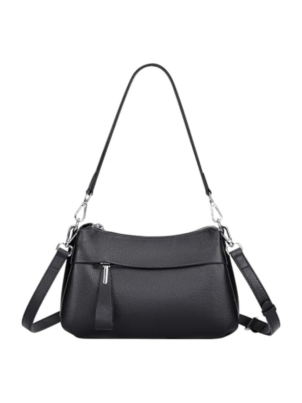 Genuine Leather Crossbody Bag Multi Pocket Convertible Shoulder Purse